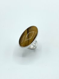 Sølvring 16x30mm Tigerøje