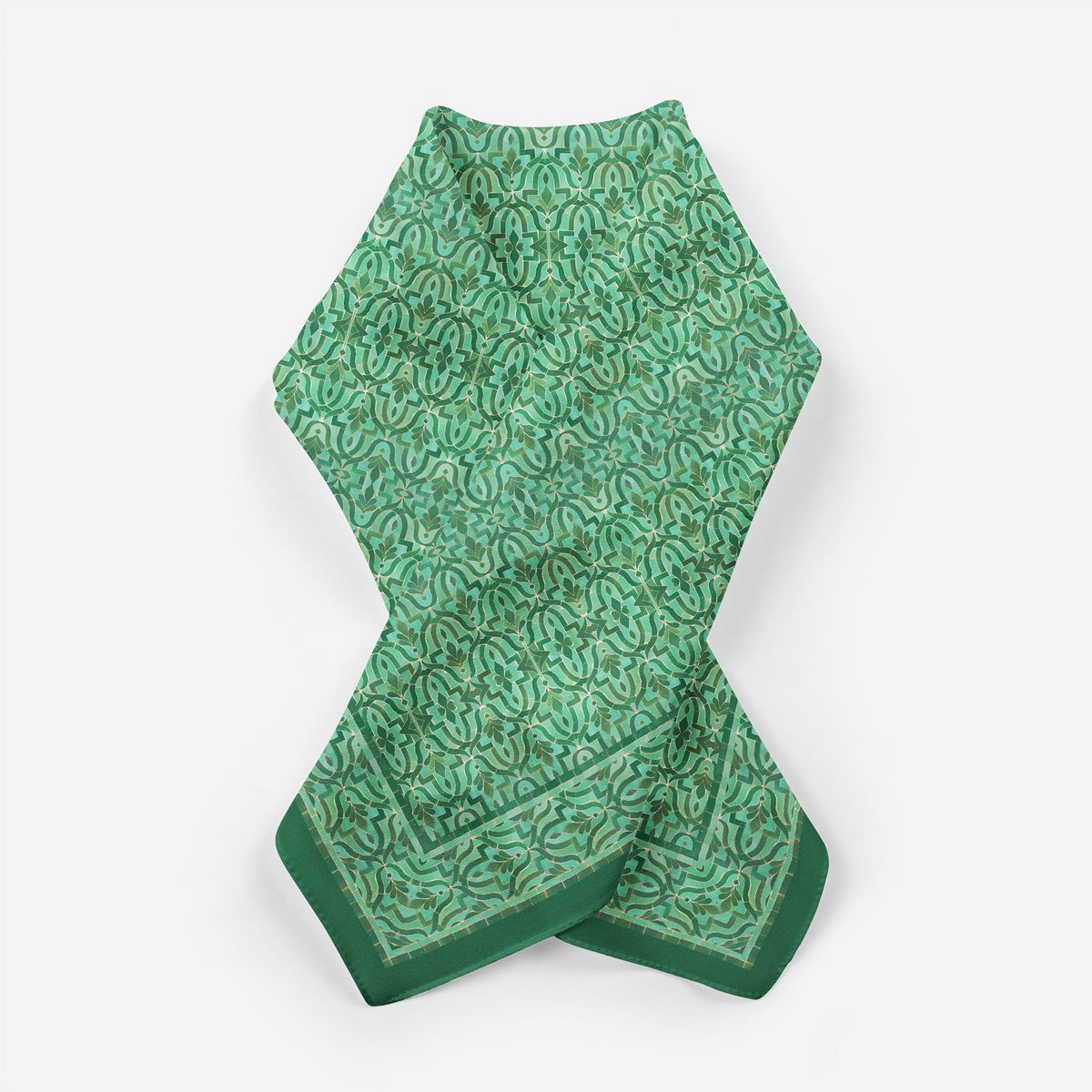 Green Square Silk Scarf Fihri
