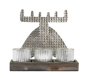 Teelichthalter Elch silber 27x22 cm VE 4