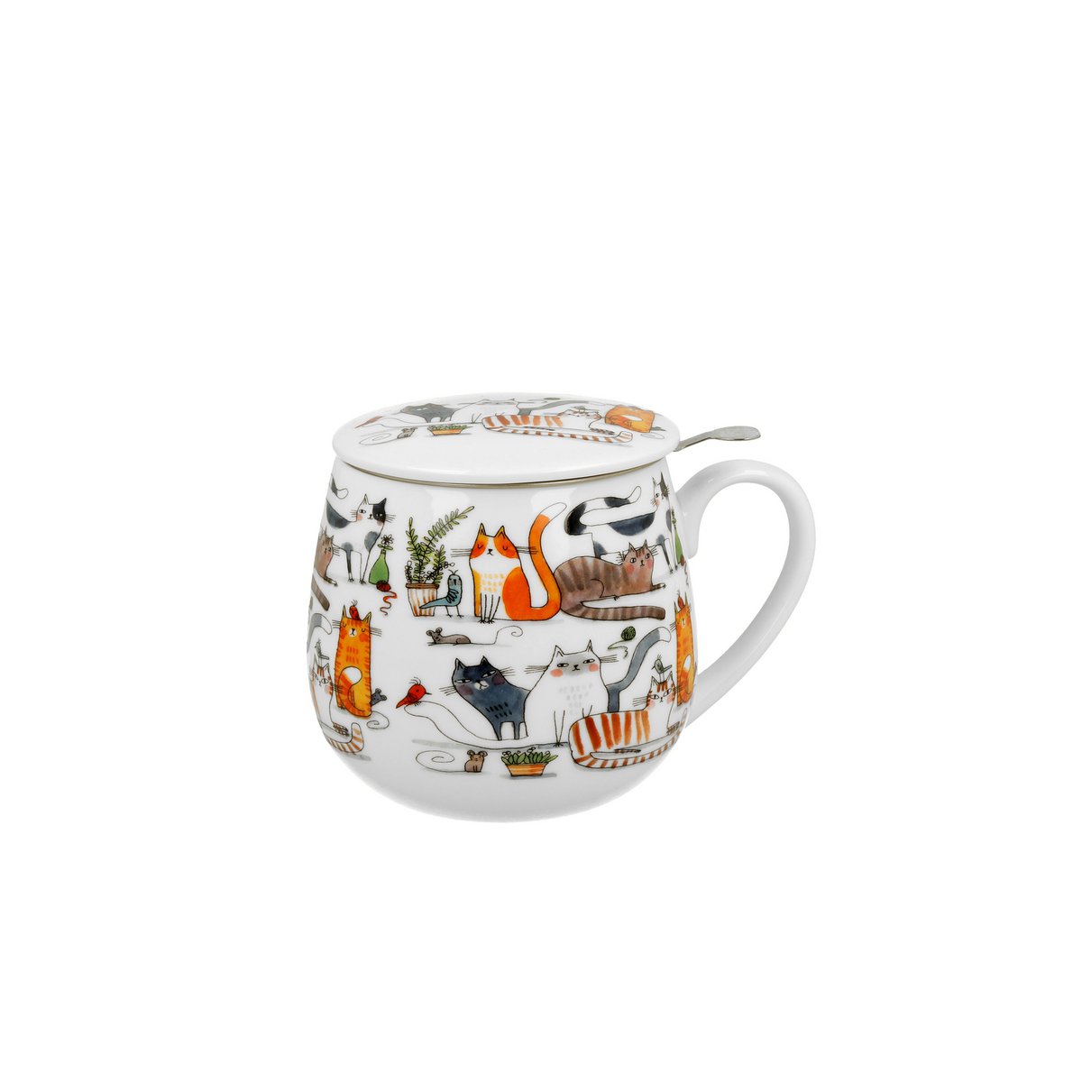 DUO CATS Mug + Infuser , 430ml, LAZY CATS, giftbox