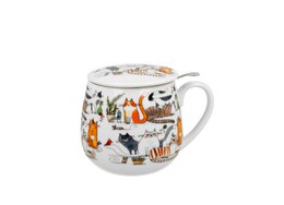 DUO CATS Mug + Infuser , 430ml, LAZY CATS, giftbox