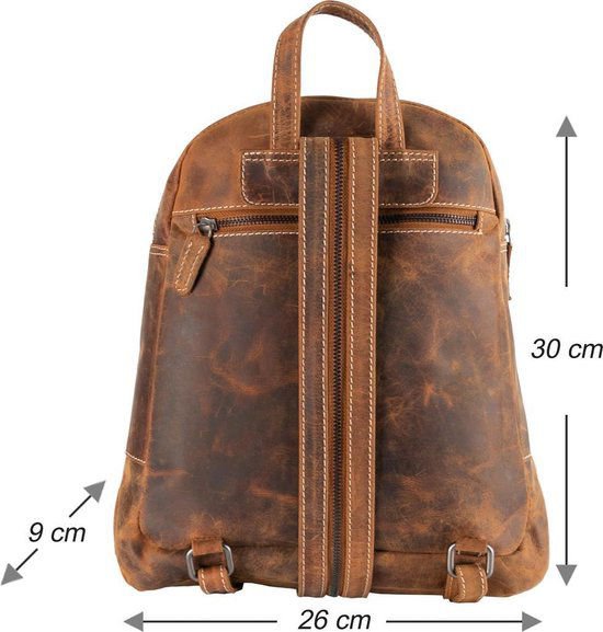 Stylish backpack of natural cognac buffalo leather - robust and versatile backpack, perfect for both daily use and adventurous outings.