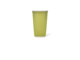 Beker porselein LAP 450ml met silic. grip ribbel Green