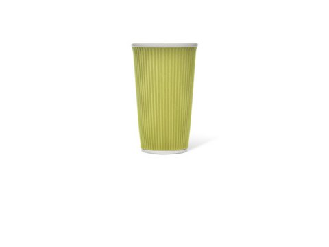 Porcelain cup LAP 450ml with silicon. grip rib Green
