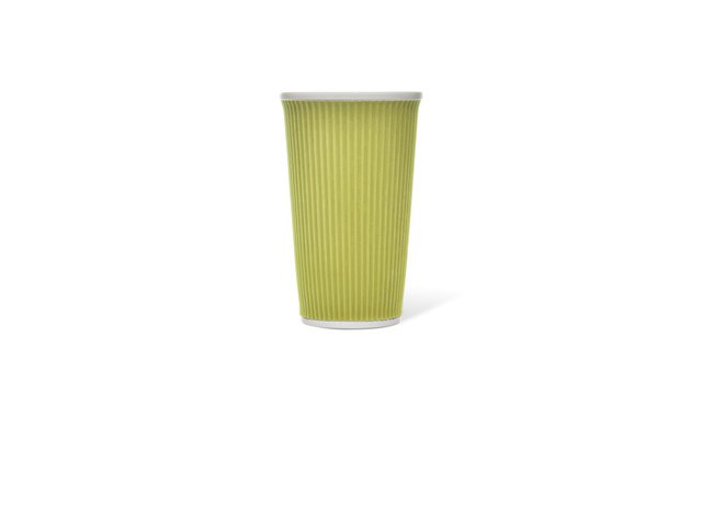 Beker porselein LAP 450ml met silic. grip ribbel Green