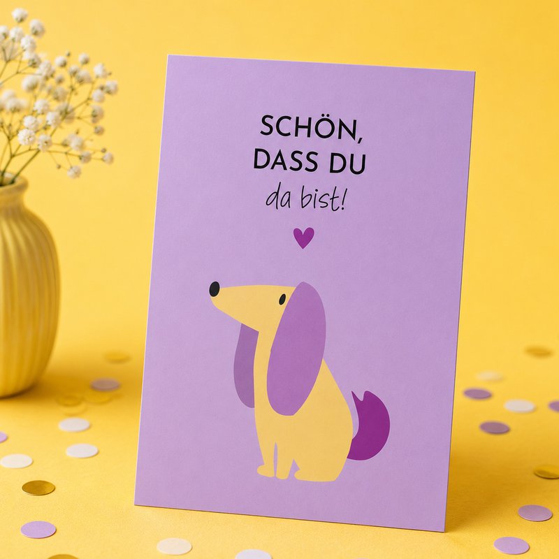 Postcard Friendship - It's nice that you're here - dog