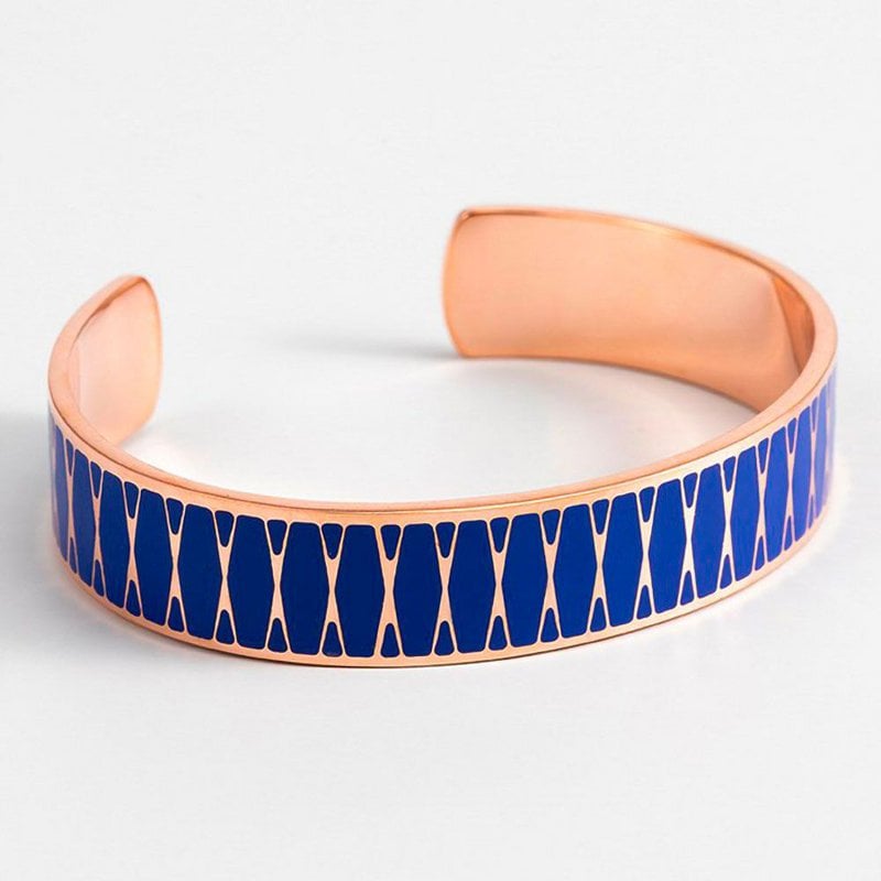 Finitura rosa bracciale a smalto blu