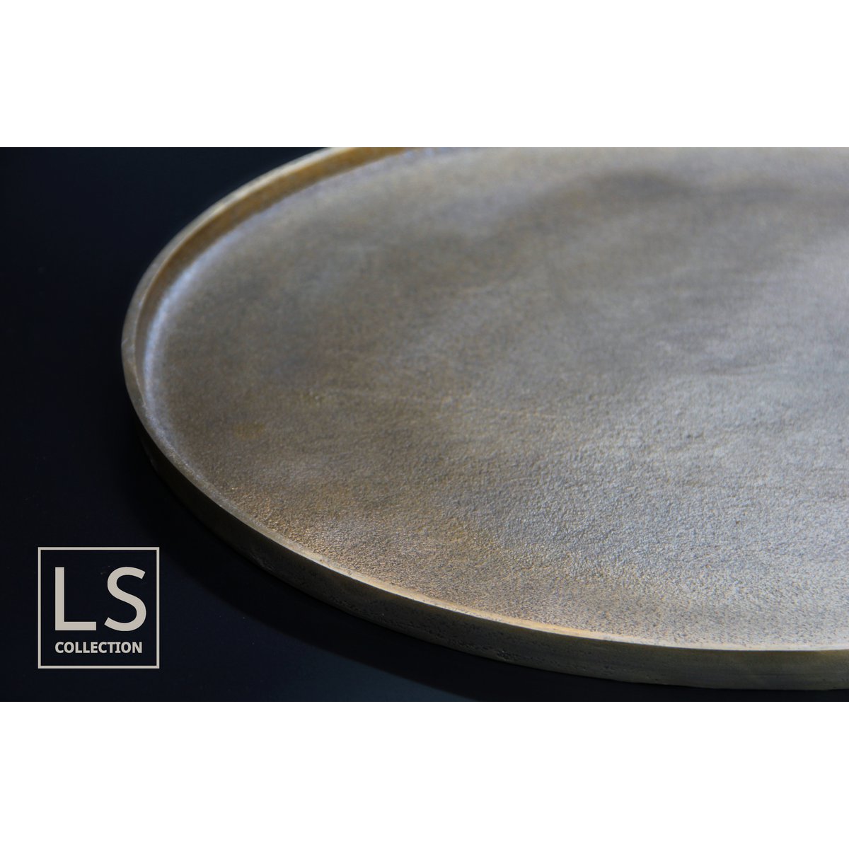 LS Collection® - Tablett - Metall - Skala - Antike Gold - Bronze - Runde 45 cm - Dekorative Accessoires - Japandi - Hauszubehör - Heimdekoration