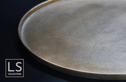LS Collection® - Vassoio - Metal - Scala - Oro antico - Bronzo - Round 45 cm - Accessori decorativi - Japandi - Accessori per la casa - Decorazione per la casa