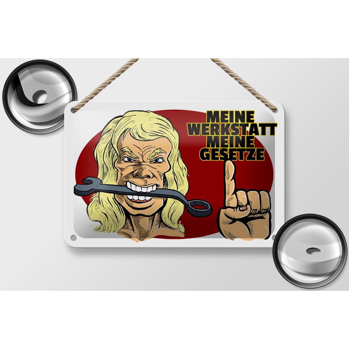 Tin sign note 18x12cm My workshop my laws decoration