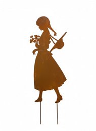 Paletto da giardino in ferro per ragazza con fiori, 25x2x61 cm, 0,6 kg
