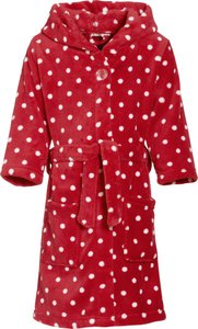 Fleece Bademantel Punkte - rot