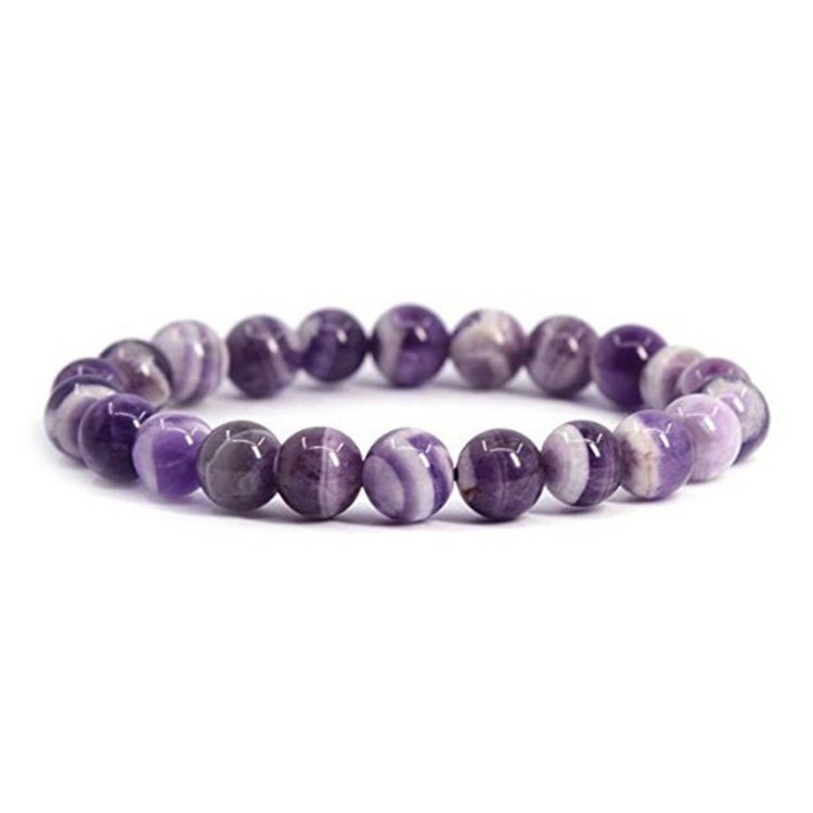 Roches Sattva | RÊVE | Bracelet de guérison en cristal d'améthiste Chevron 8mm Mala