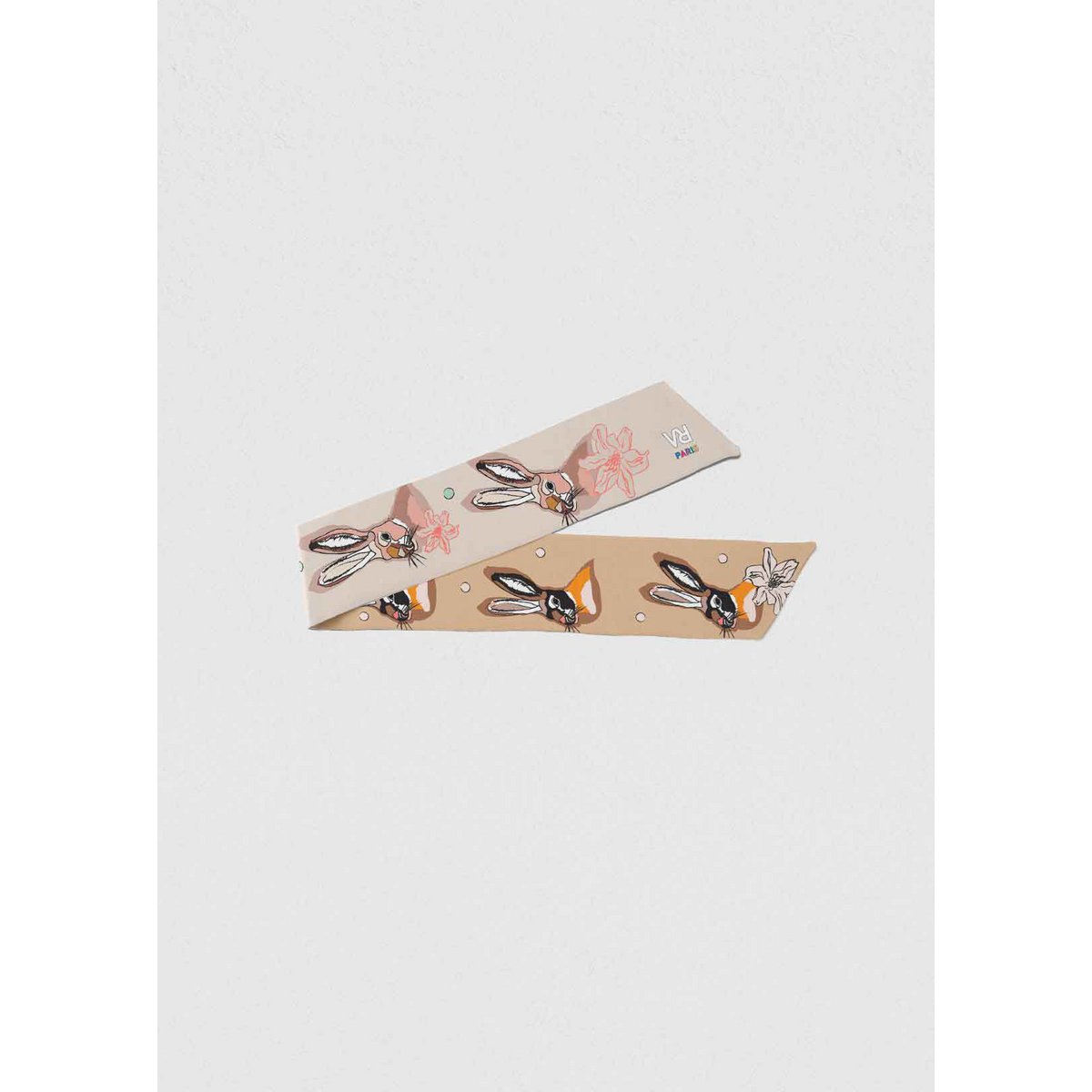 Ruban foulard "Les petits lapins de Séléné beige"