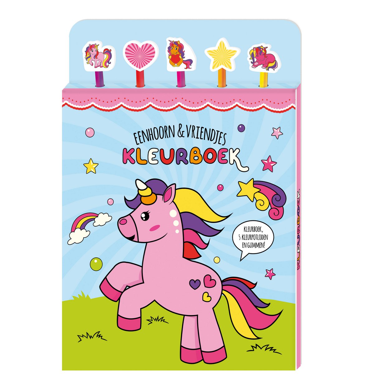 Libro para colorear con crayones y gomas de borrar - Unicornio y Novios