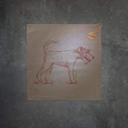 Napkin half linen natural with terrier (2 different sizes)
