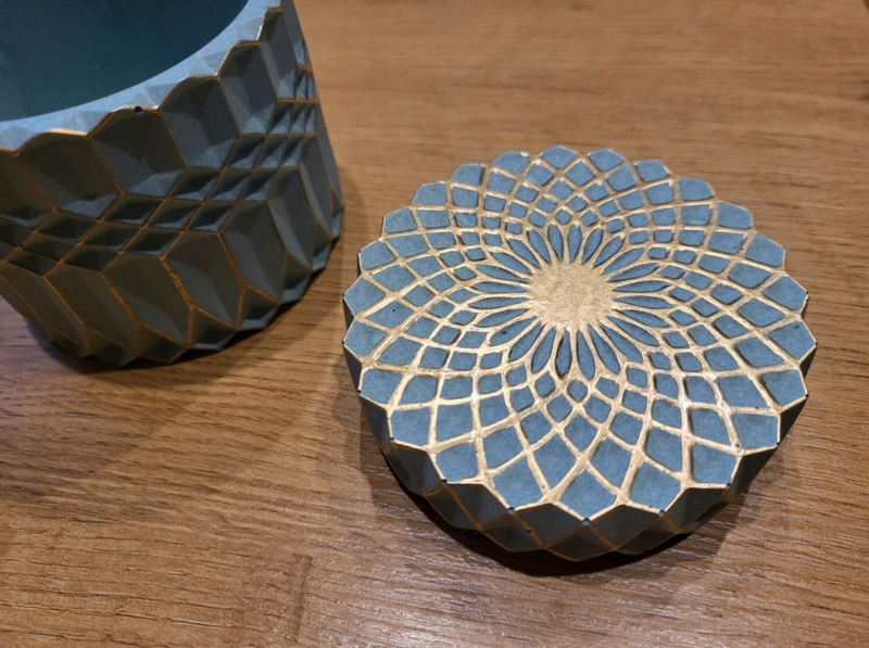 Hand-painted jar with lid