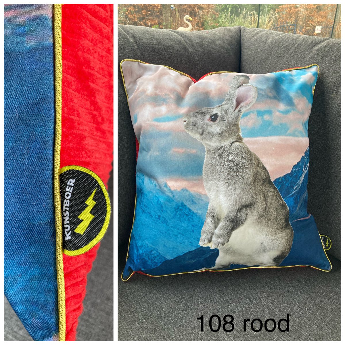 Cushion cover (50x50cm) - Rabbit (red back)