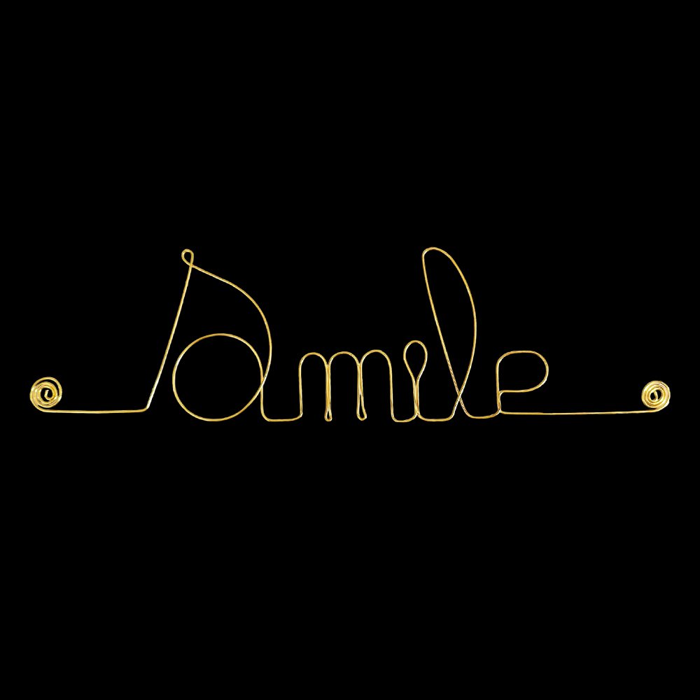 Mot en fil de Laiton Doré " Smile " - Décoration Murale à punaiser - Bijoux de Mur