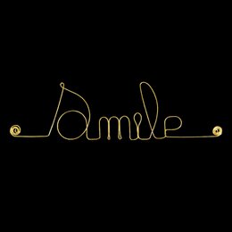Mot en fil de Laiton Doré " Smile " - Décoration Murale à punaiser - Bijoux de Mur