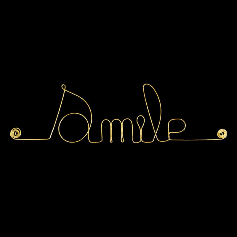 Mot en fil de Laiton Doré " Smile " - Décoration Murale à punaiser - Bijoux de Mur
