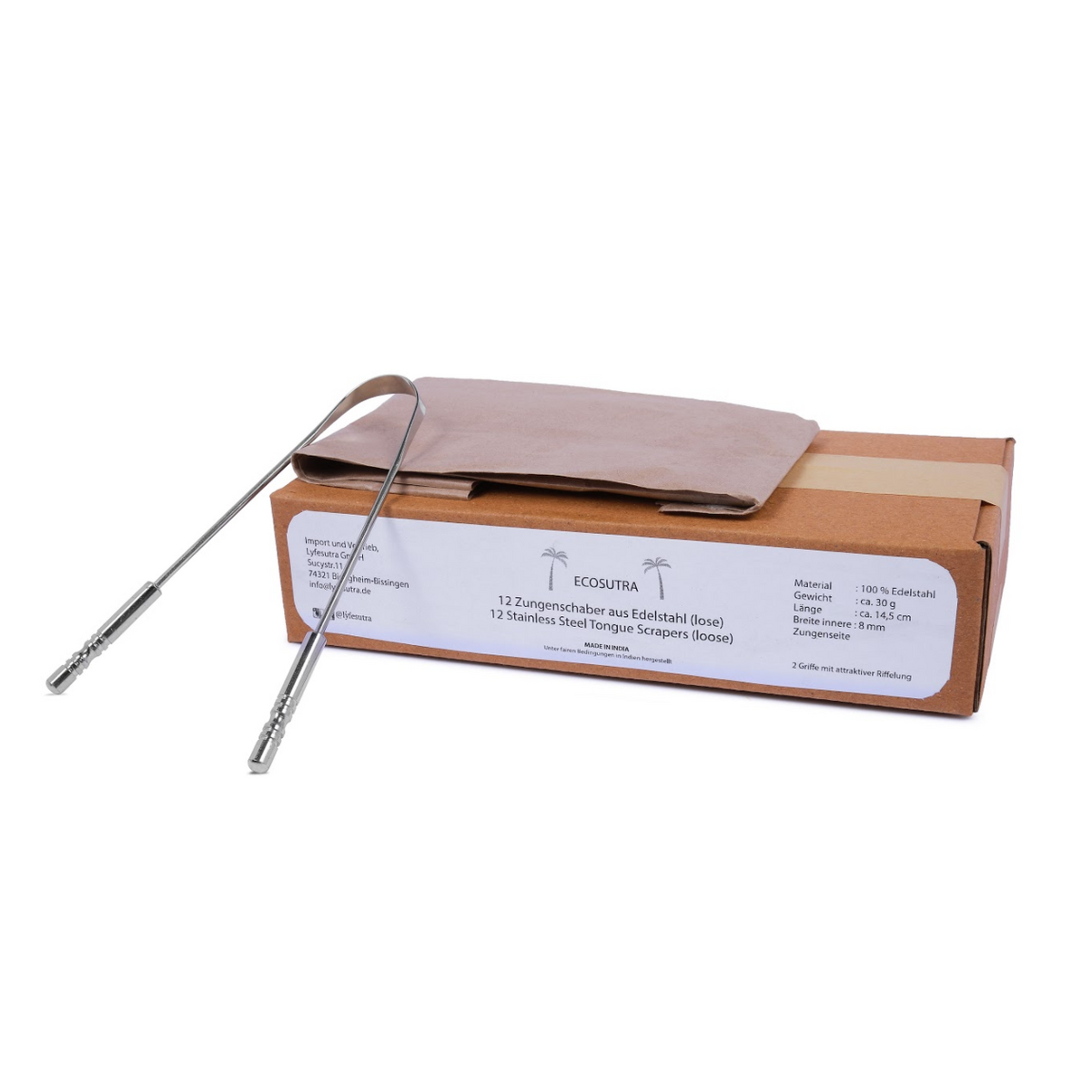 Raspador de lengua de acero inoxidable - Juego de 12