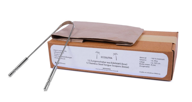 Gratte-langue en acier inoxydable - lot de 12