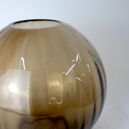 Glass vase round grooves brown vase glass handmade ball vase
