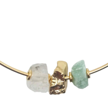 Suikerspin choker met gouden rots - groene kwarts/kristalkwarts kopie