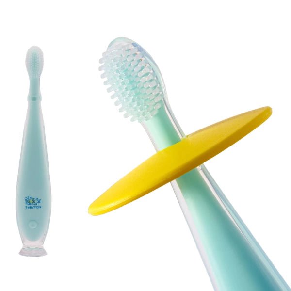 Babyton Silicone toothbrush with safety shield for babies and toddlers