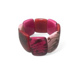 Tagua | Bracelet | Marmer | Fuchsia Roze