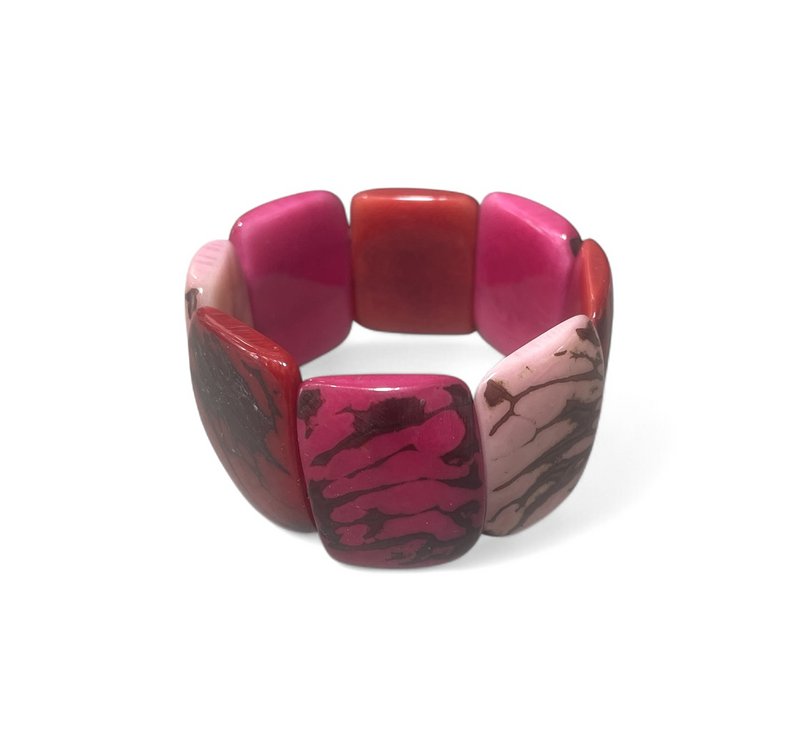 Tagua | Bracelet | Marmer | Fuchsia Roze