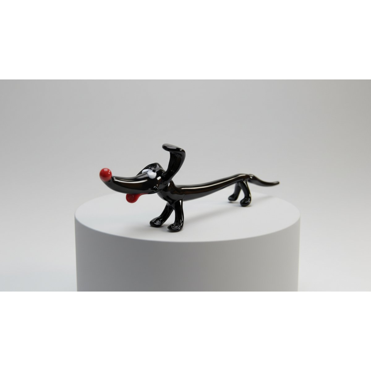 Glass dachshund - Black - length 20 cm - Handmade