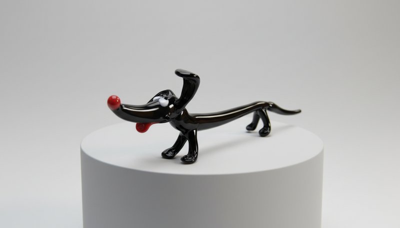 Glass dachshund - Black - length 20 cm - Handmade
