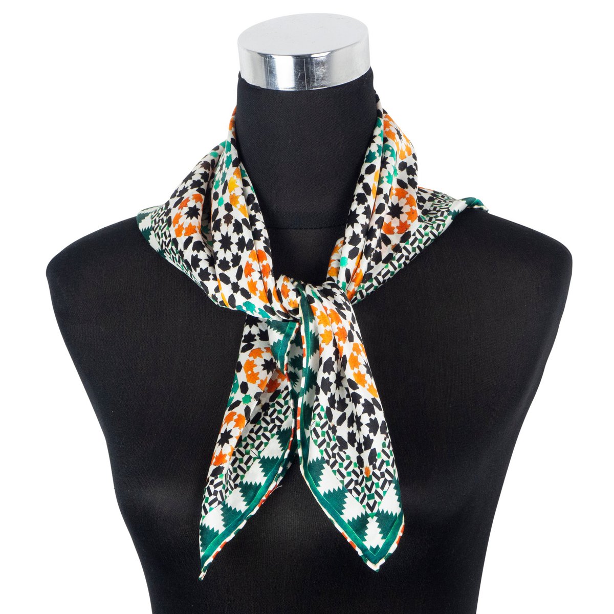 Islamic Art Square Silk Scarf Sabika Green