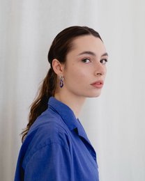 Varia Enamel 2-i-1 øreringe (mini) — blå og sølv
