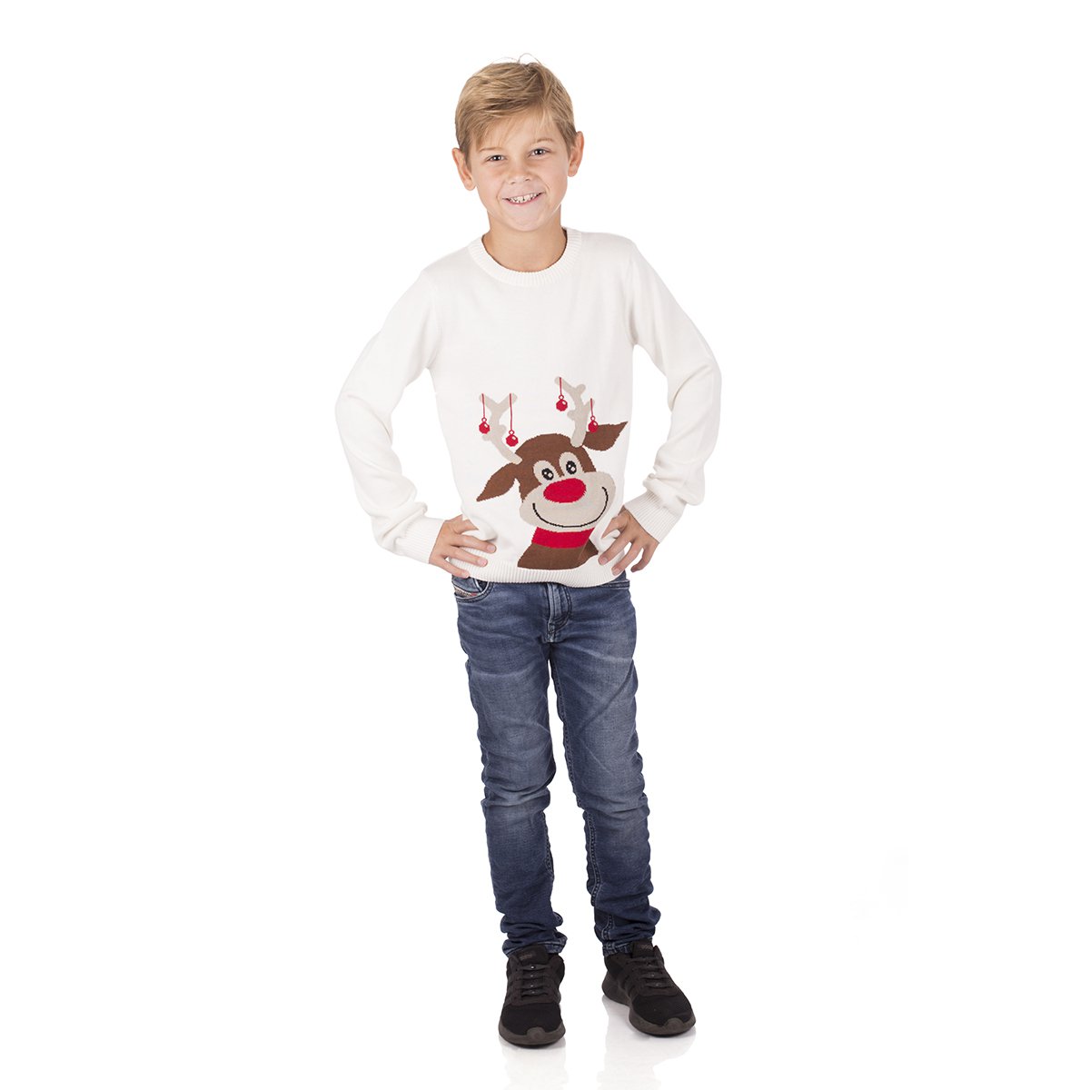 Christmas Sweater Kids - Reindeer White