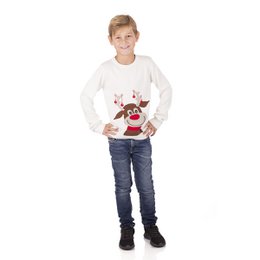 Jul sweater børn - rensdyr hvid