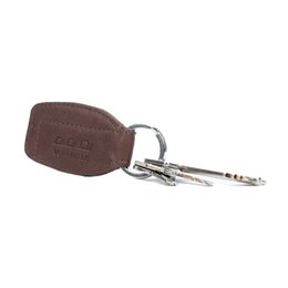 K10753IB | Schlüsselanhänger aus echtem Vollnarbenleder mit leichter Narbung. Schlammfarbe. Ring aus poliertem Nickel. Gesamtmaße: 3,5 x 9 x 0,5 cm. Verpackung: Geschenkbox mit starrem Boden/Deckel