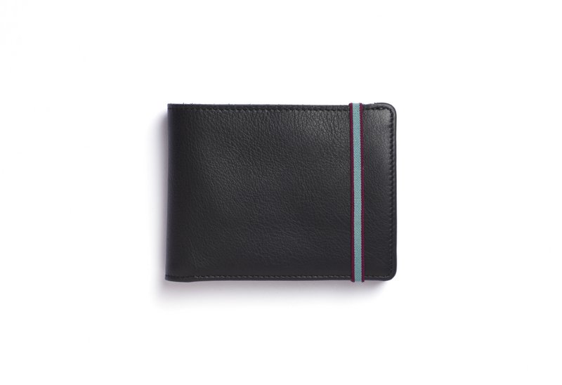 Portafoglio minimalista nero con tasca portamonete