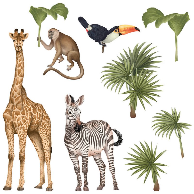 Etiqueta de la pared | Animales de Safari II