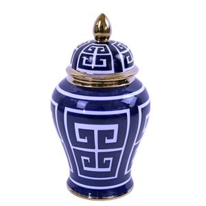 Lidded vase, blue/white, porcelain, 25x25x47cm