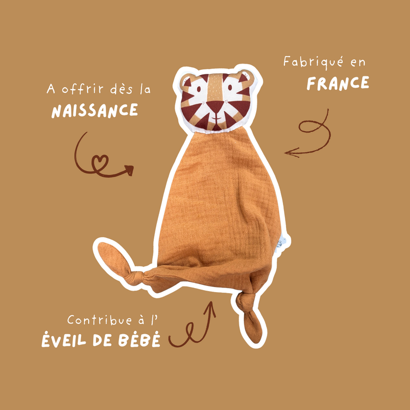 Tiger comforter in camel cotton double gauze