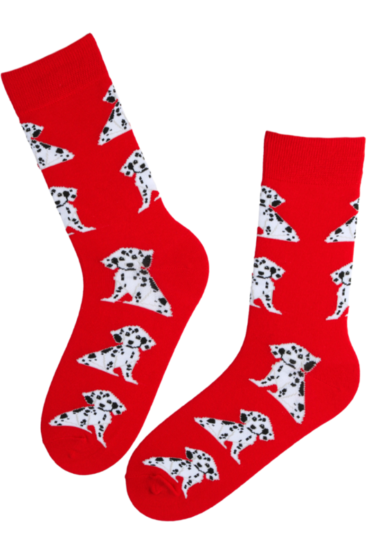 Calcetines DARIEL de algodón rojo con dálmatas