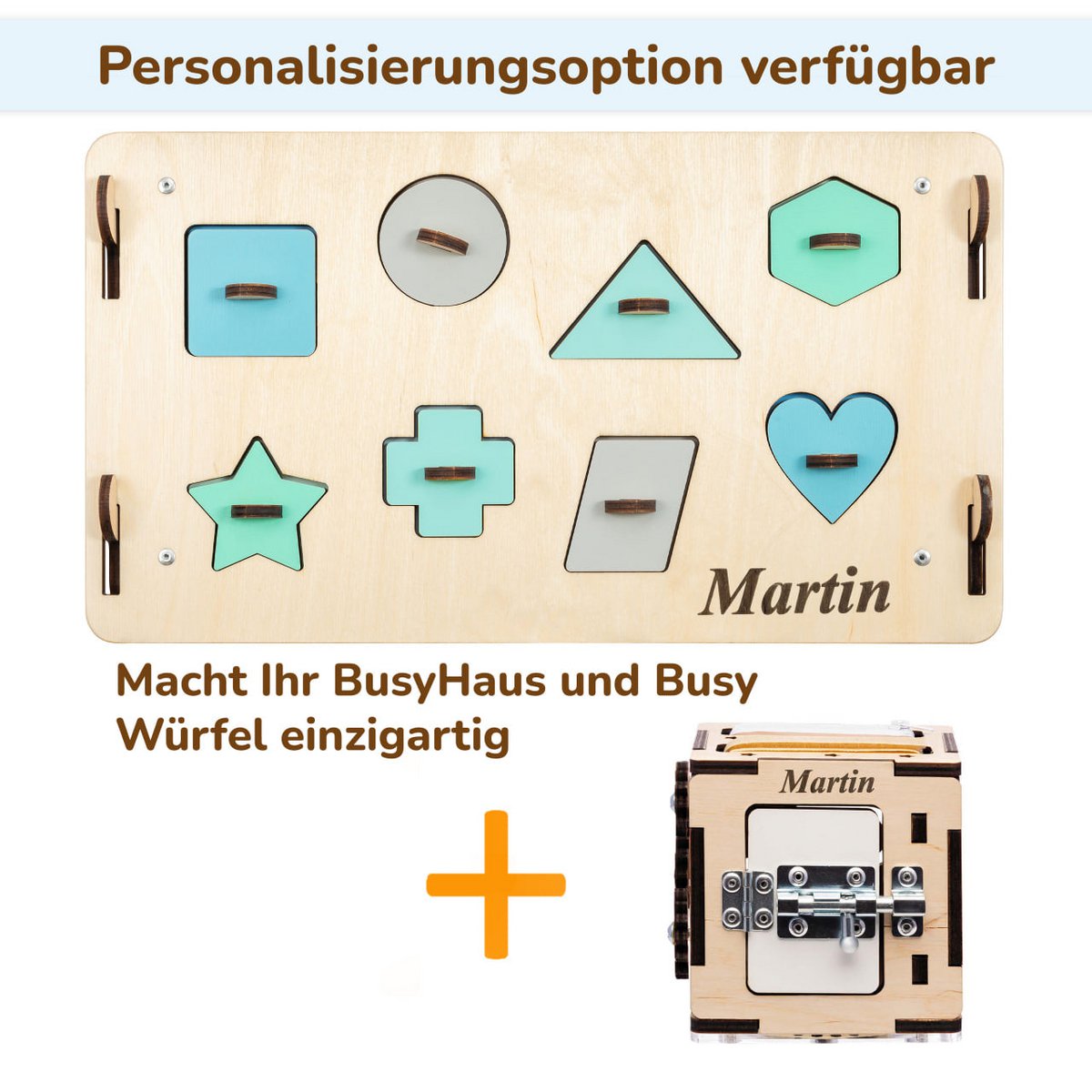 Set - BusyBoard house natura/mint and creative cube