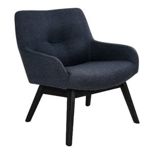 London Lounge Chair - Dark Blue, Black Wood Legs, 65x63x73 cm