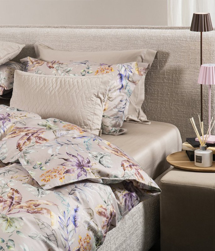 Completo biancheria da letto in rasatello Flora Costera Almond