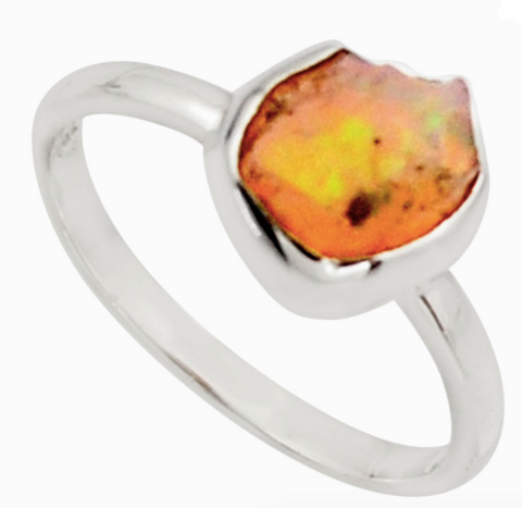 Ring „Feuer der Transformation“ aus äthiopischem Opal und 925er Silber