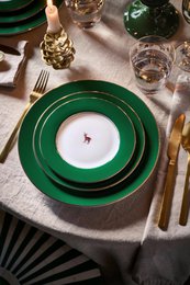Plate Love Birds Deer Dark Green 17cm