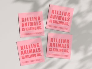 Veganistische stickers voor binnen en buiten 'Het doden van dieren is ons doden'